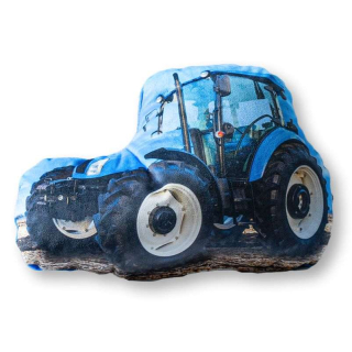 Tvarovaný mikroplyšový polštářek Traktor modrý