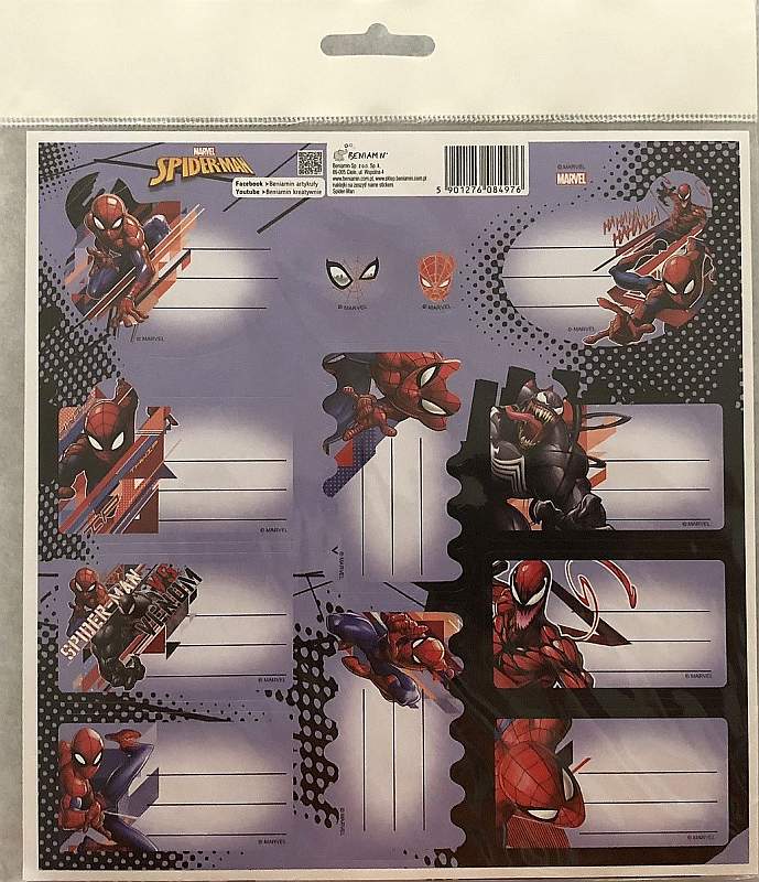 BENIAMIN Samolepící jmenovky Spiderman Papír, 20x20 cm