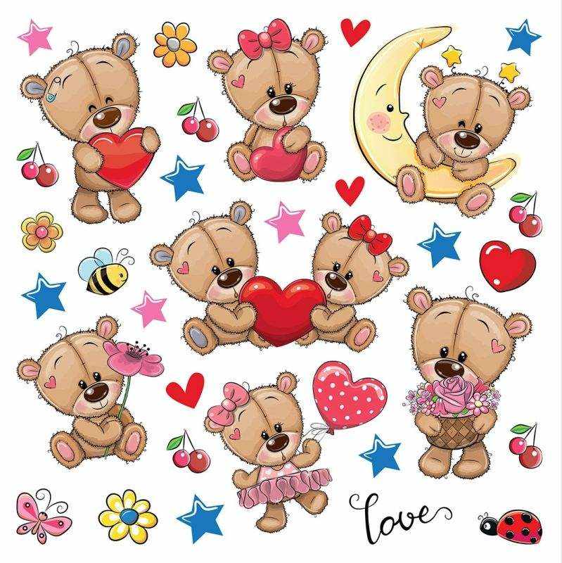 Samolepky na zeď Medvídci Love