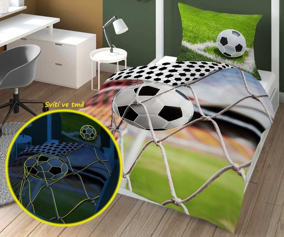 DETEXPOL Povlečení Fotbal Gól svítící  Bavlna, 140/200, 70/80 cm
