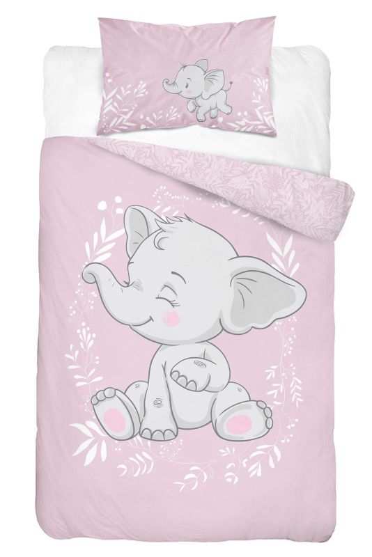 DETEXPOL Povlečení do postýlky Slon baby růžový  Bavlna, 100/135, 40/60 cm