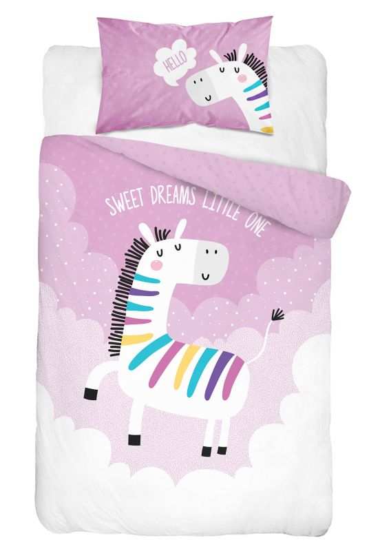 DETEXPOL Povlečení do postýlky Zebra růžová  Bavlna, 100/135, 40/60 cm