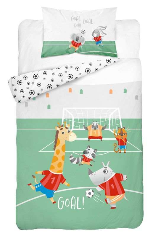 Bambusové povlečení do postýlky Zvířátka fotbal 100/135, 40/60