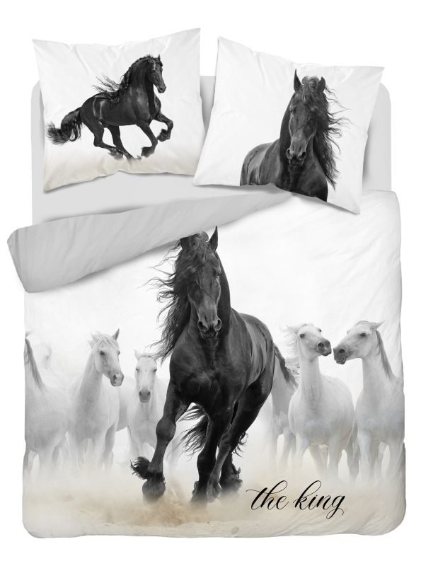 DETEXPOL Francouzské povlečení Koně The King  Bavlna, 220/200, 2x70/80 cm