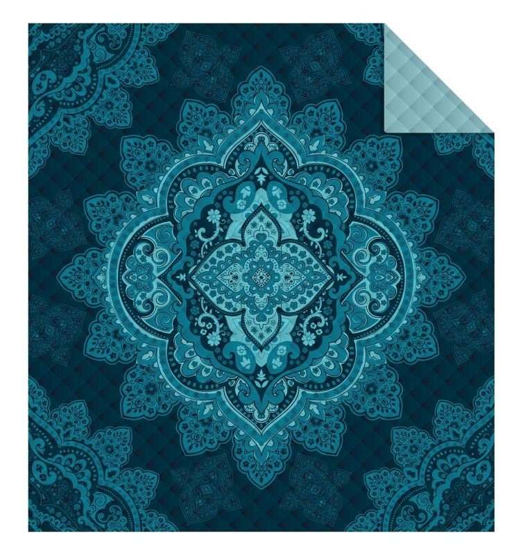 DETEXPOL Přehoz na postel Mandala tyrkys  Polyester, 170/210 cm
