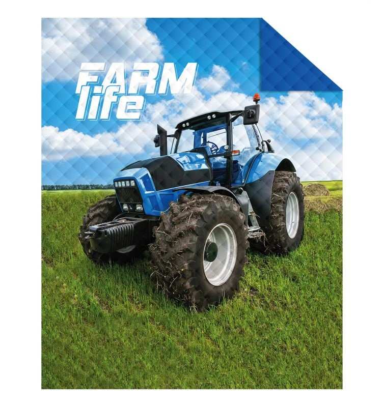 DETEXPOL Přehoz na postel Traktor blue farm  Polyester, 170/210 cm