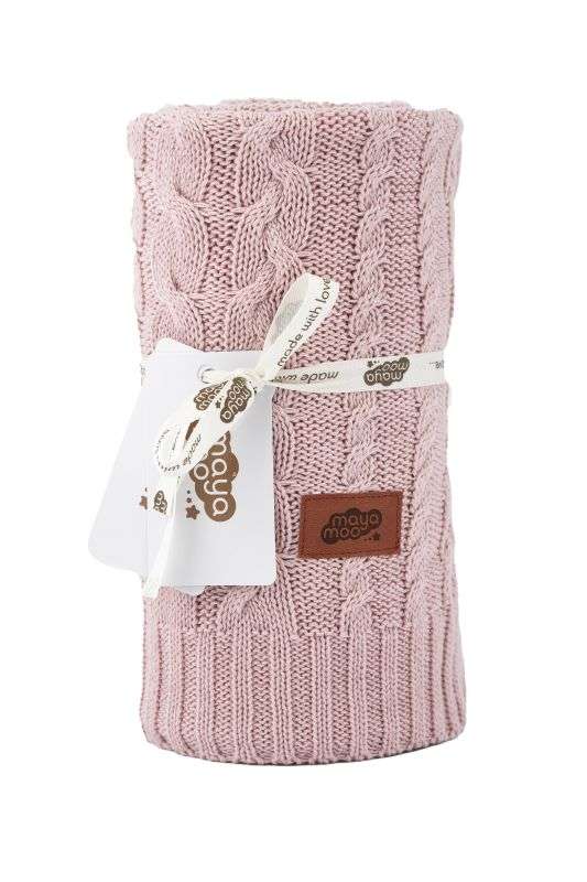 DETEXPOL Pletená bavlněná deka do kočárku růžová  Bavlna, 80/100 cm