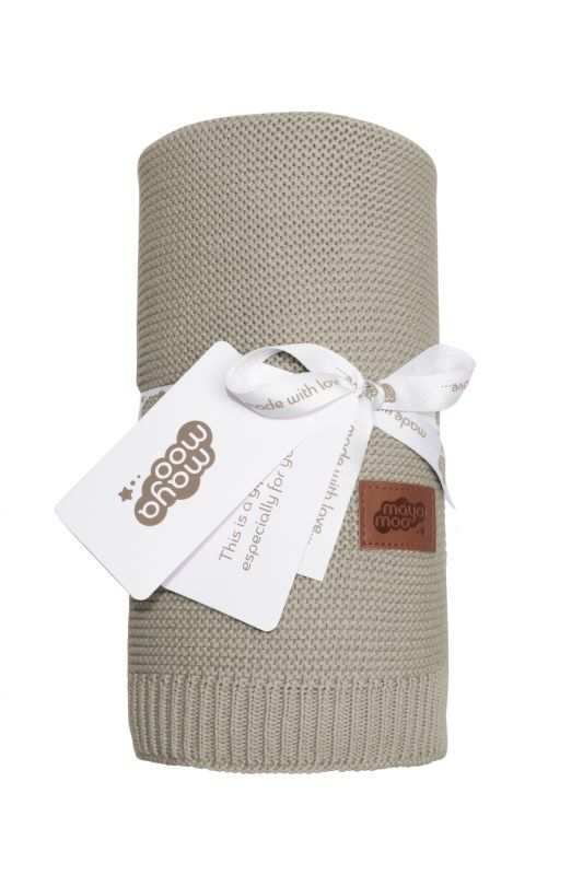 Pletená deka do kočárku bavlna bambus béžová 80/100