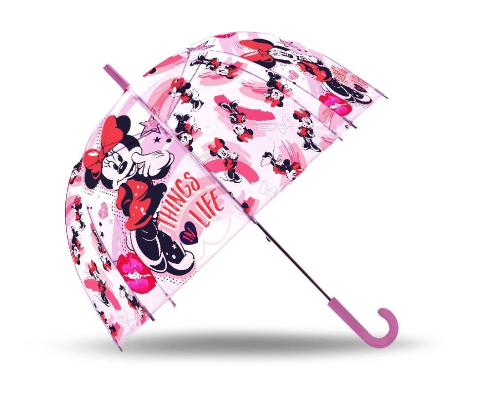 EUROSWAN Vystřelovací průhledný deštník Minnie Life POE, průměr 70 cm