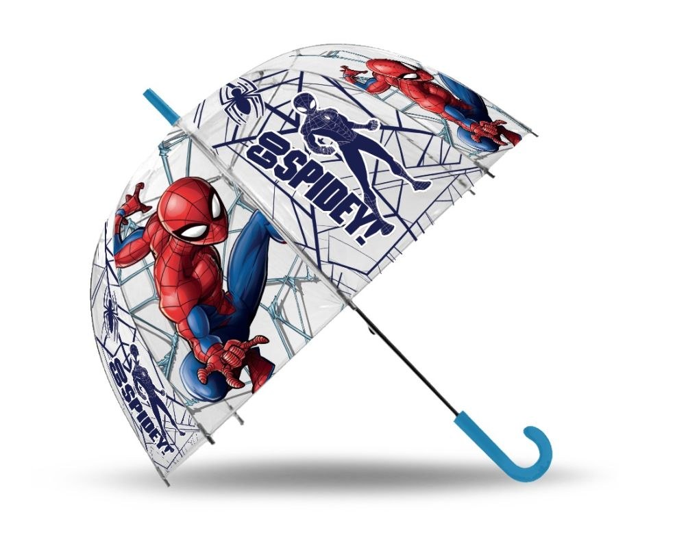 EUROSWAN Vystřelovací průhledný deštník Spiderman Go POE, průměr 70 cm