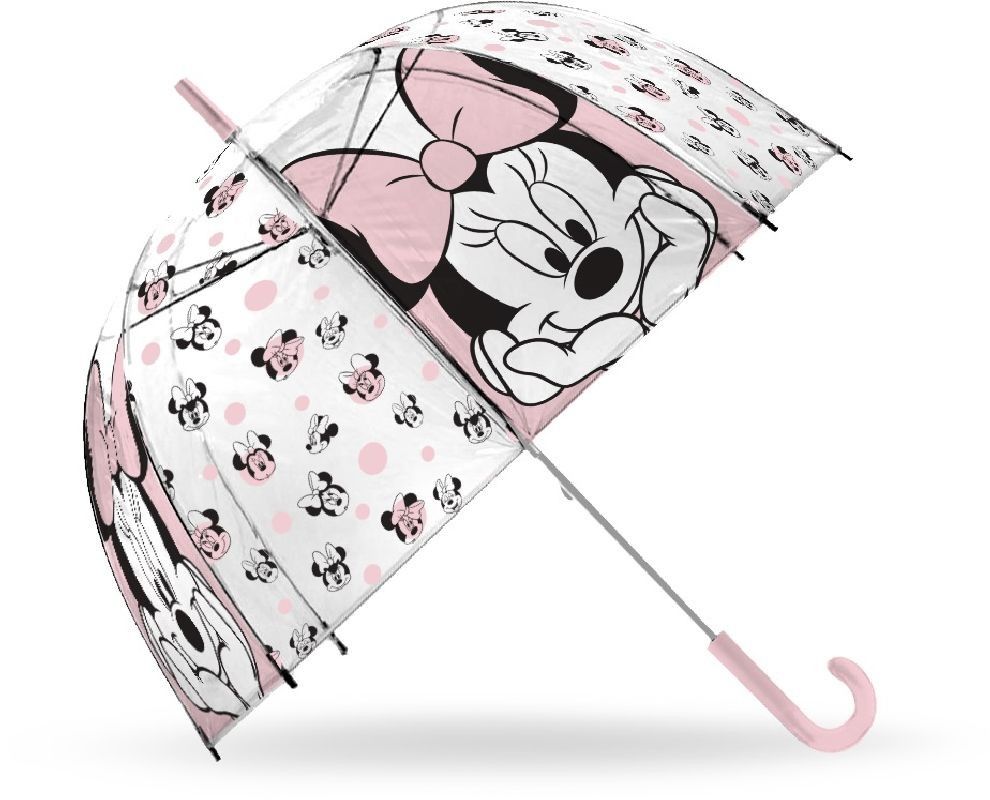 EUROSWAN Vystřelovací průhledný deštník Minnie růžová POE, průměr 70 cm