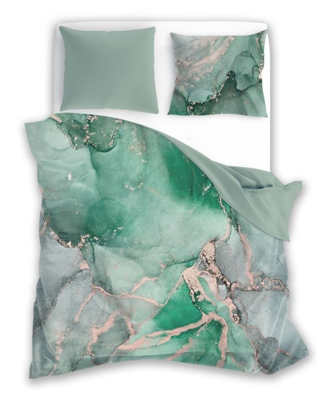 FARO Francouzské povlečení bavlněný satén Minerál Light green  Bavlna - Satén, 220/200, 2x70/80 cm