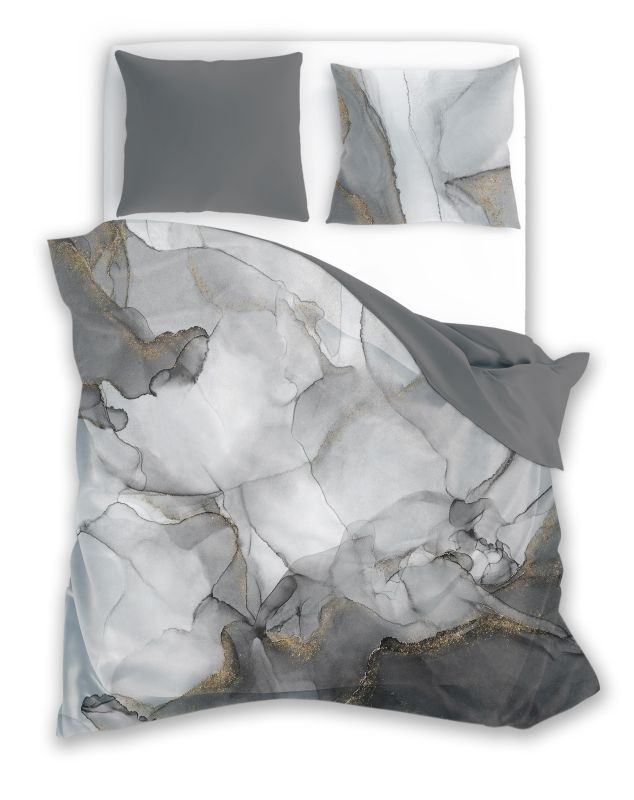 FARO Francouzské povlečení bavlněný satén Minerál Grey  Bavlna - Satén, 220/200, 2x70/80 cm