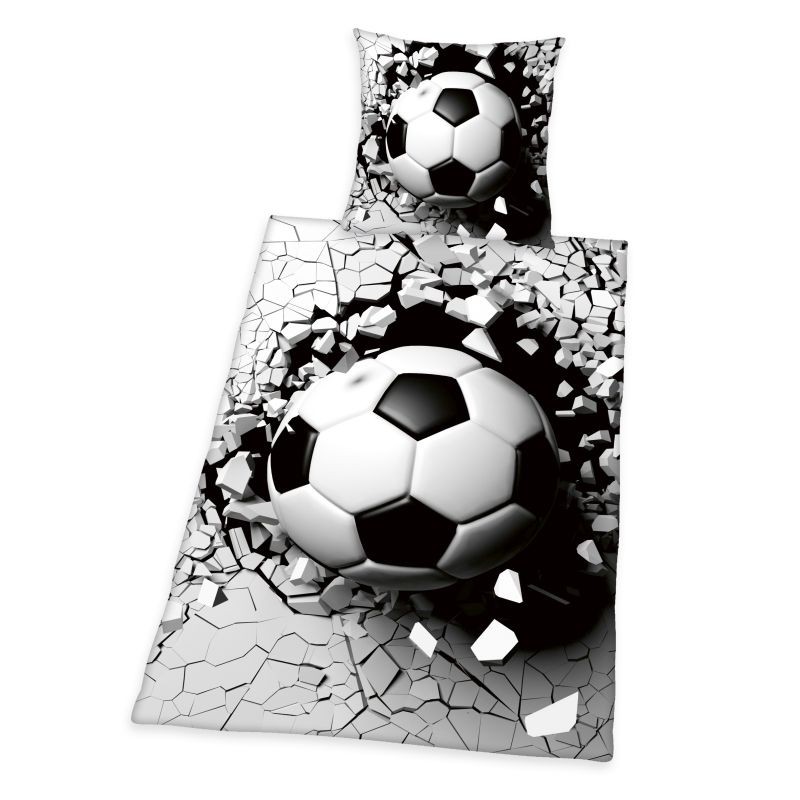 HERDING Povlečení 3D Efekt Fotbalový míč Bavlna, 140/200, 70/90 cm