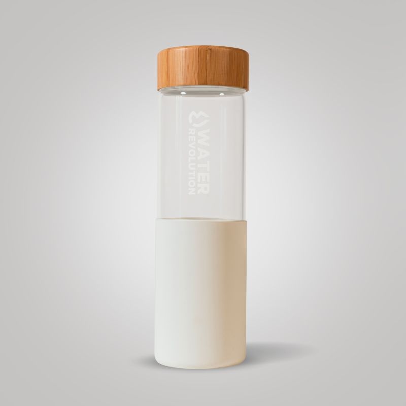 Water Revolution Skleněná láhev na pití v silikonovém obalu bílá  Borosilikátové sklo, Silikon, 660 ml