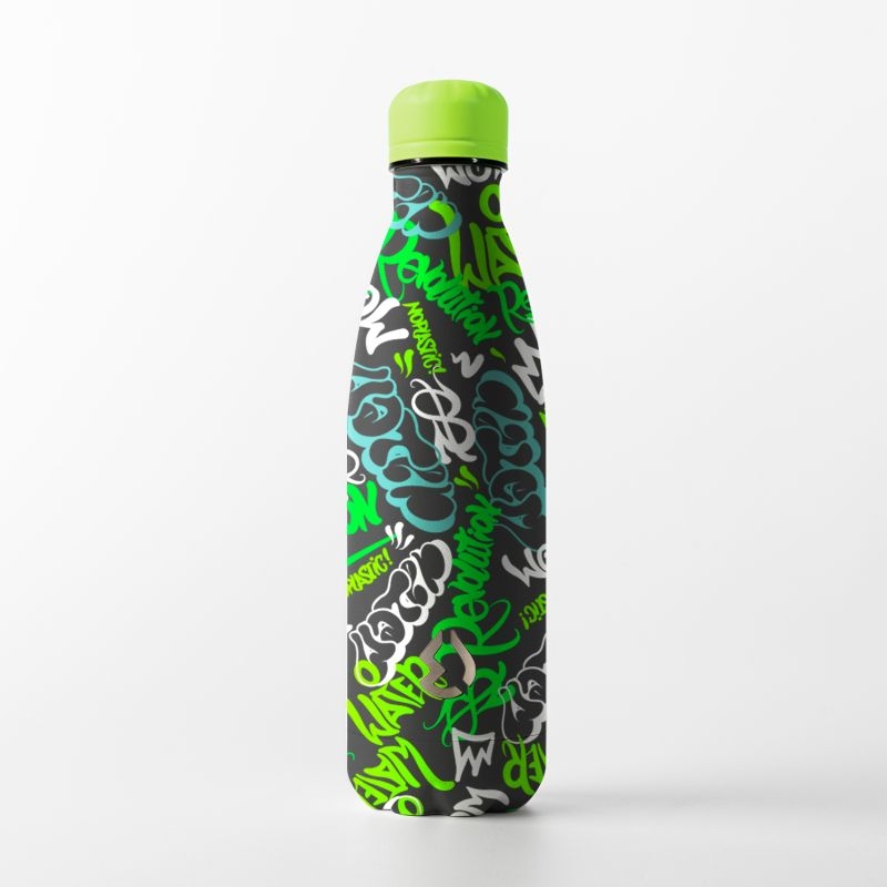 Water Revolution Nerezová Termo láhev na pití Fashion Graffiti zelená  Potravinářská nerezová ocel 18/8, 500 ml
