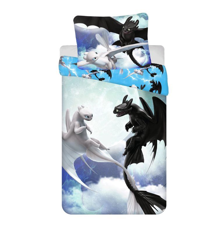 JERRY FABRICS Povlečení Jak vycvičit draka 3 Sky Bavlna, 140/200, 70/90 cm