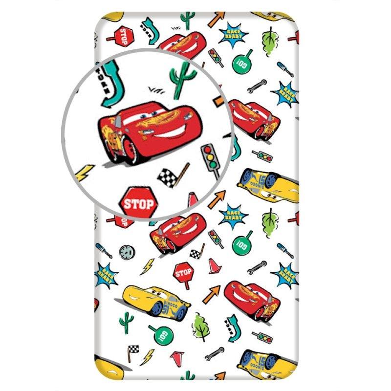 JERRY FABRICS Prostěradlo Cars White  Bavlna, 90/200 cm