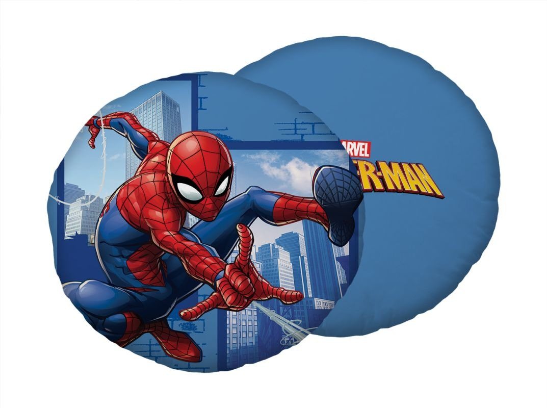 JERRY FABRICS Tvarovaný mikroplyšový polštářek Spiderman Blue 06 Polyester, průměr 40 cm