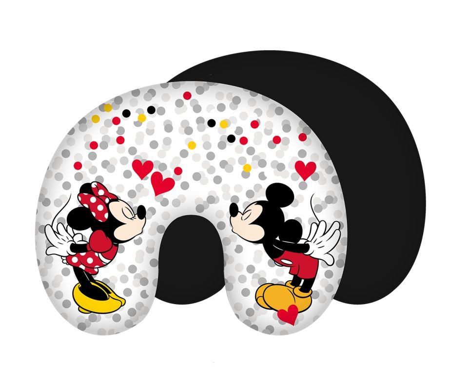 JERRY FABRICS Cestovní polštářek Mickey and Minnie Dots Polyester, 1x28/33 cm