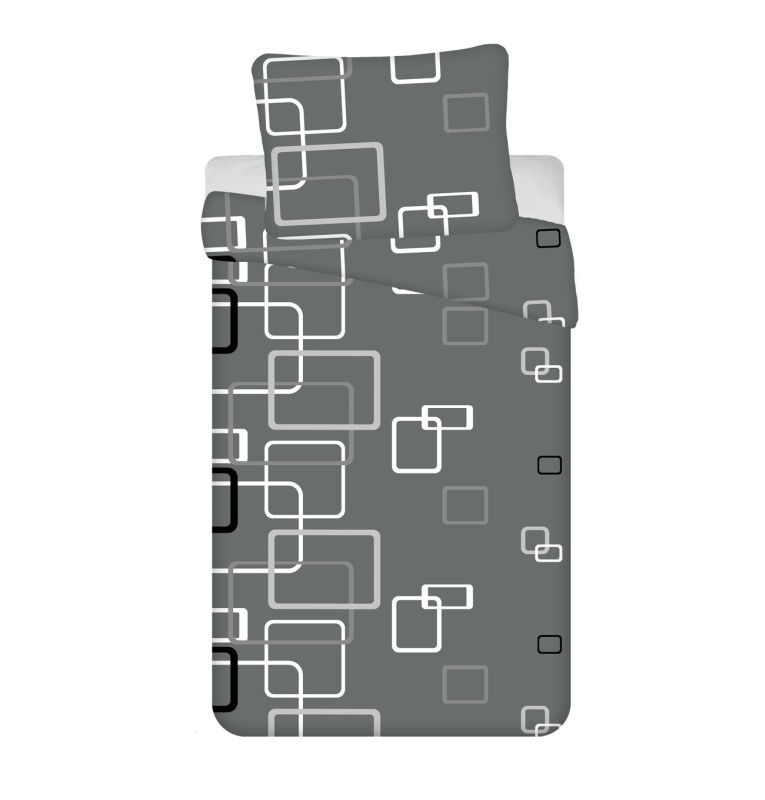 JERRY FABRICS 3D Povlečení Kostky šedé micro Polyester - mikrovlákno, 140/200, 70/90 cm
