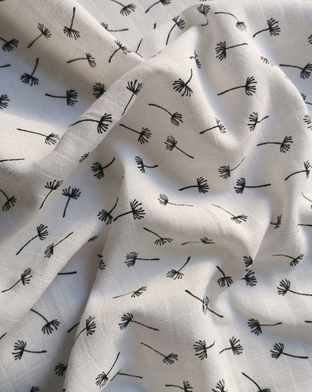 PREM Látková plena s potiskem Pampeliška černá  Bavlna, 70/70 cm