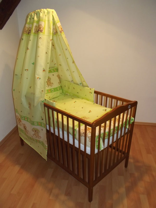 4 dílná Souprava do postýlky medvídek zelinkavá