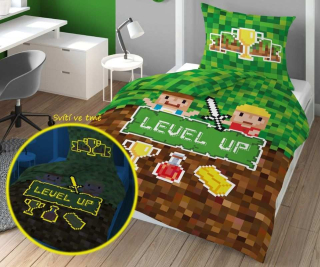 Povlečení Kostičky Level Up pohár svítící 140/200, 70/80