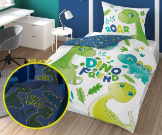 Povlečení Dino Friend svítící 140/200, 70/80